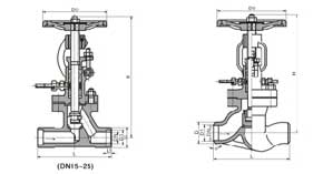 DS/J61H��ˮ���ք�(d��ng)��ֹ�yPN25��PN64���νY(ji��)��(g��u)�ߴ�D