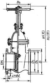 Z44T/W/H ���T�Fƽ��ʽ�p�l���ք��l�yPN10��PN16���νY(ji��)��(g��u)�ߴ�D